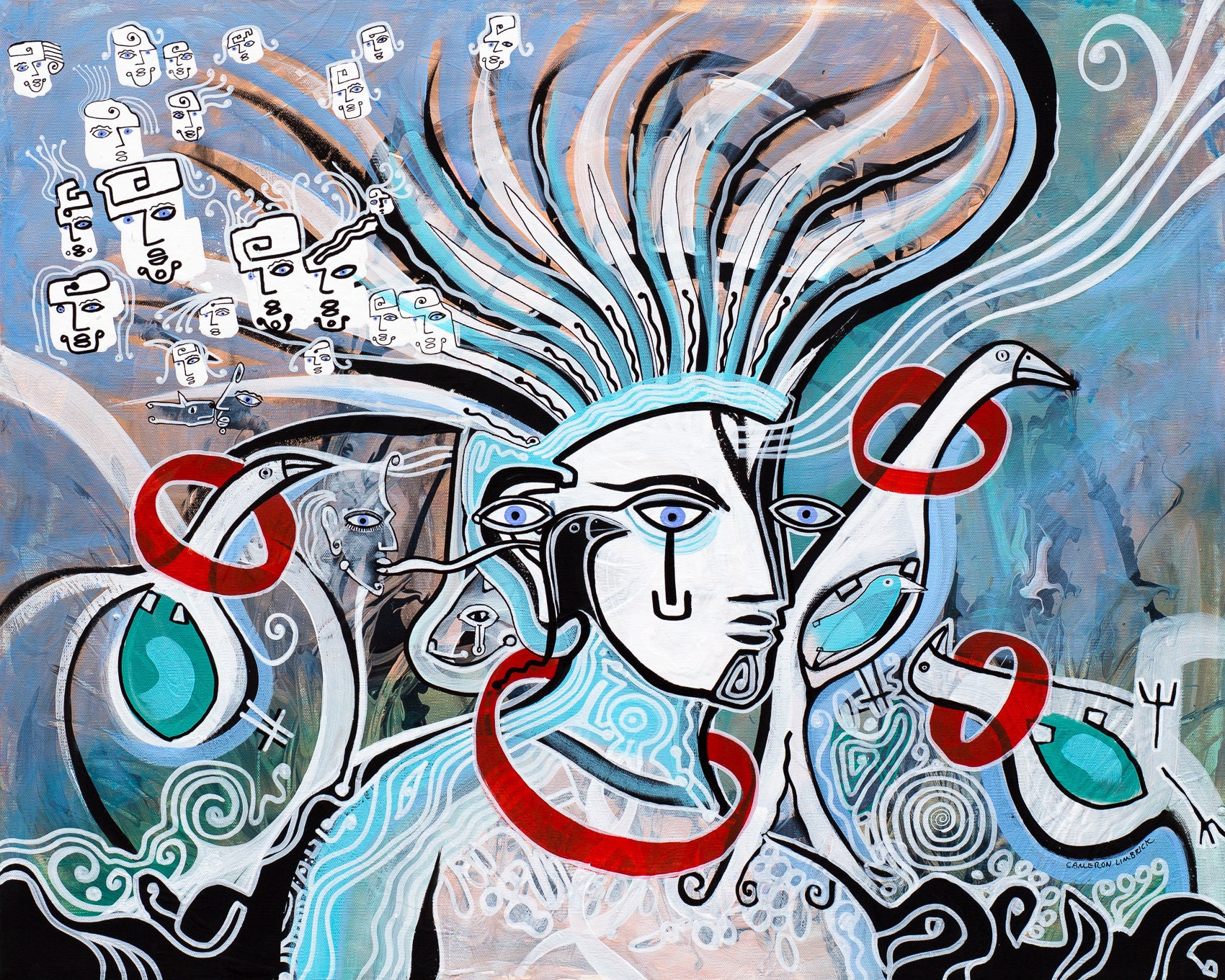 Three Eyes Four Rings by Cameron Limbrick - Acrylic Painting
